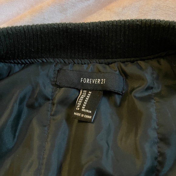 Forever 21 Black Bomber Jacket-Sleek Satin - Picture 5 of 11